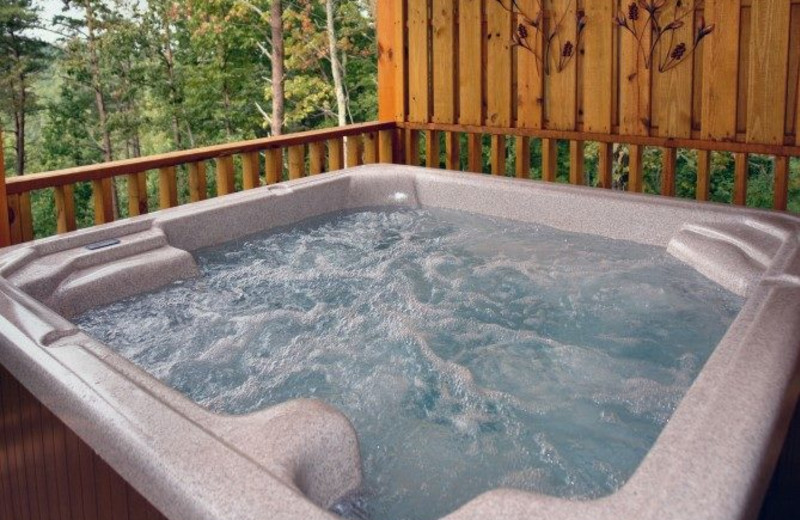 Cabin hot tub at Little Valley Mountain Resort.