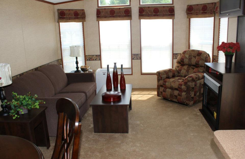 Cabin living room at Shamrock Bay Resort.