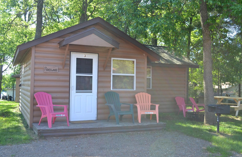 Cabin exterior at Sand Lake Resort.