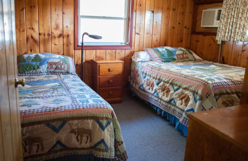 Cabin bedroom at Gull Lake Resort.