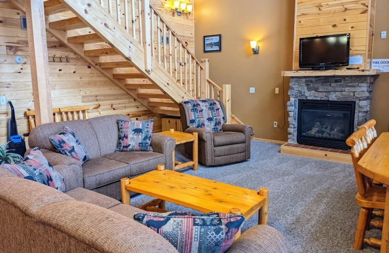 Cabin living room at Pehrson Lodge Resort.