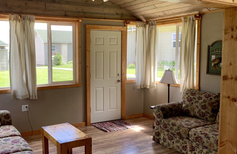 Cottage living room at Holly's Resort.