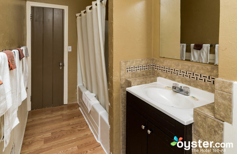 Cabin bathroom at Birchcliff Resort.