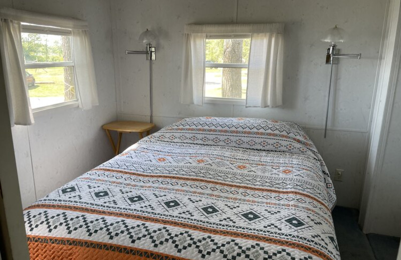 Cabin bedroom at Swan Lake Resort.