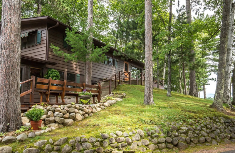 Cabin exterior at Serenity Bay Resort.