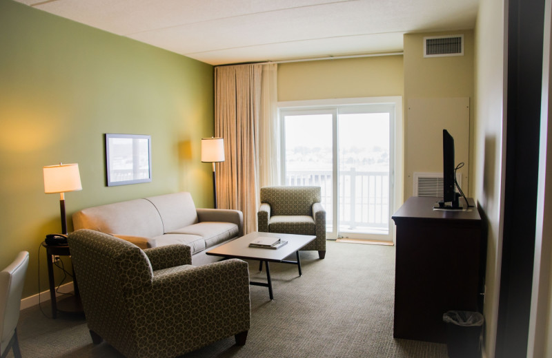 Guest room at The Inn at Harbor Shores.