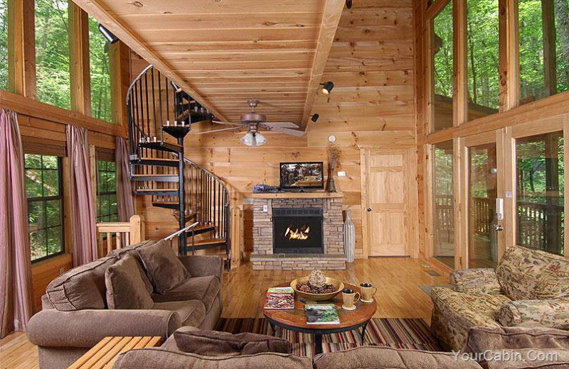 Cabin living room at Timber Tops Luxury Cabin Rentals.