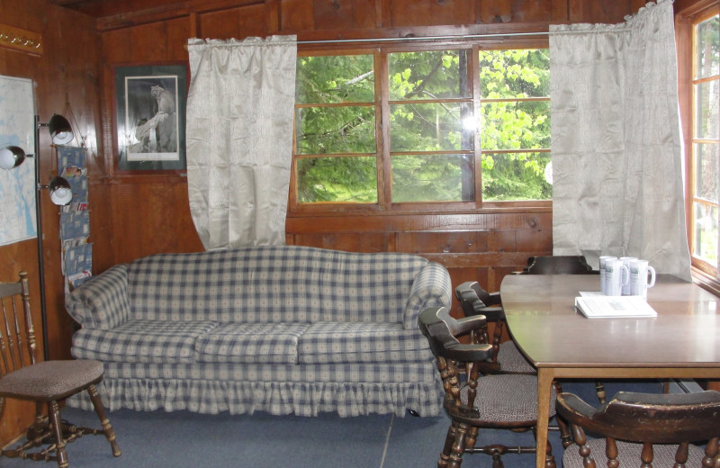 Cottage interior at Pine Point Lodge.