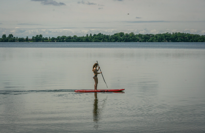 Paddle boarding at Ten Mile Lake Resort.