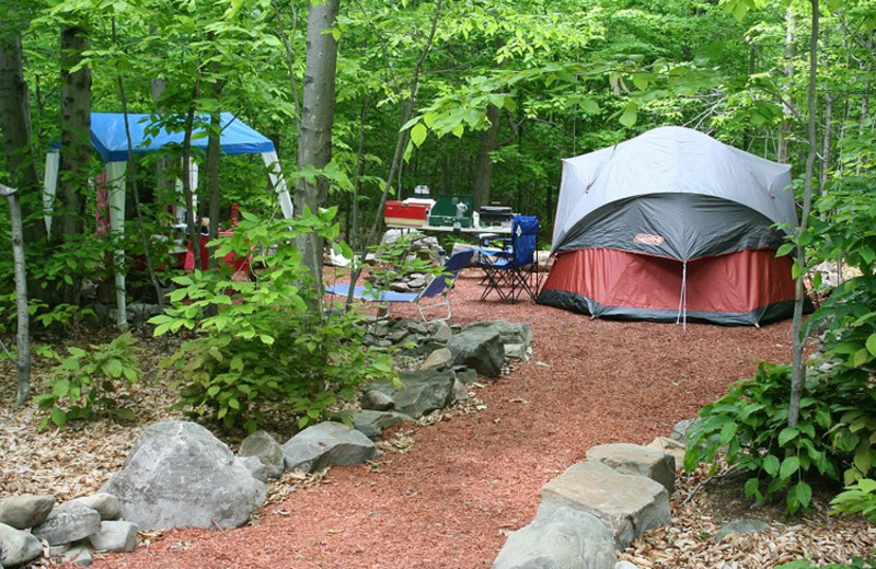 Tent site at Hemlock Campground & Cottages.