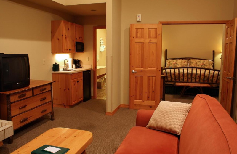 Guest room at Bigfork Mountain Lake Lodge.