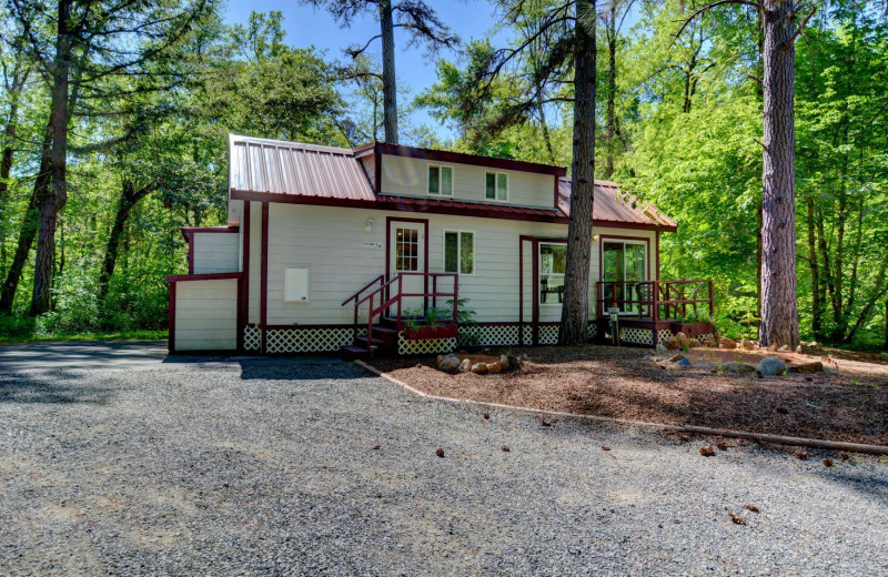 Cabin exterior at Morrison's Rogue River Lodge.