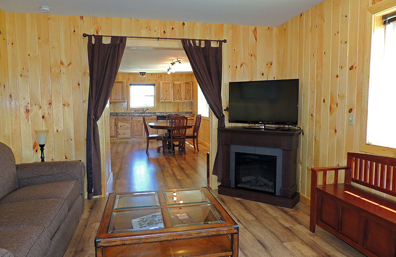 Cottage living room at Angel Rock Waterfront Cottages.