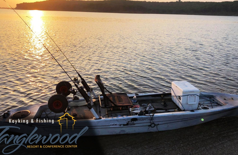 Kayak fishing at Tanglewood Resort and Conference Center.