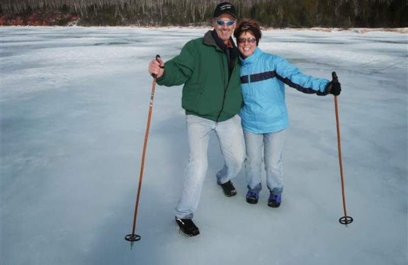 Cross country skiing at Woodside Cottages of Bayfield.