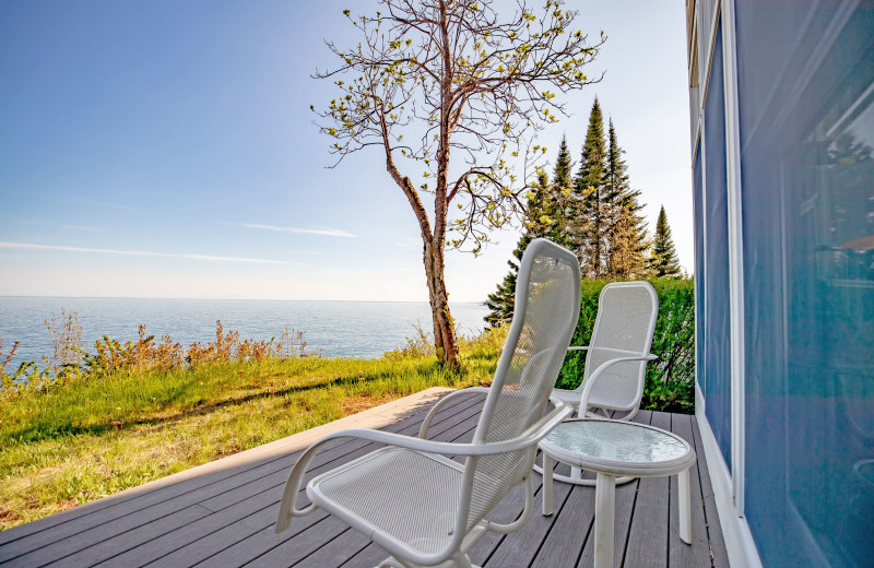 Guest patio at Bluefin Bay on Lake Superior.