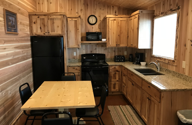 Cabin kitchen at Vacationland Resort.