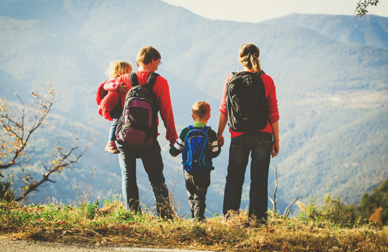 Family hiking at Valhalla Resort.