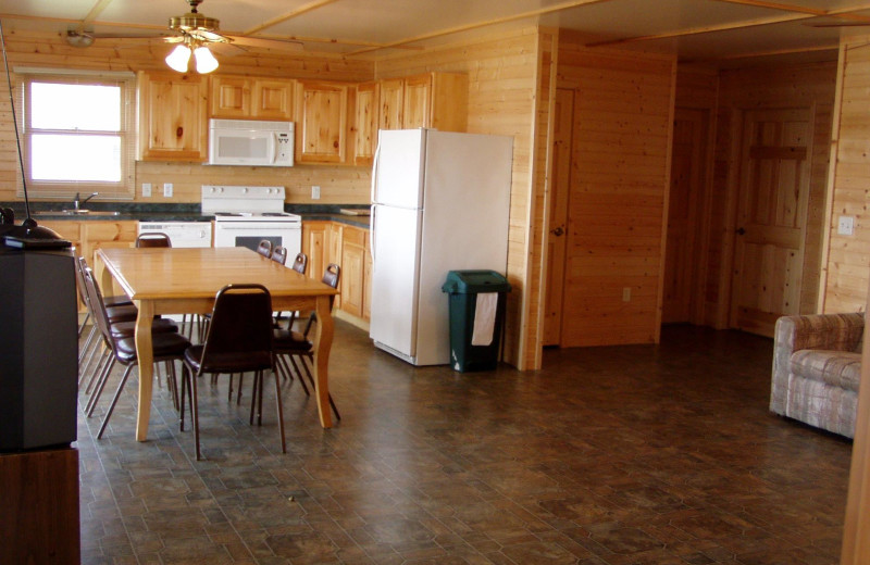 Cabin kitchen at Eden Acres Resort.