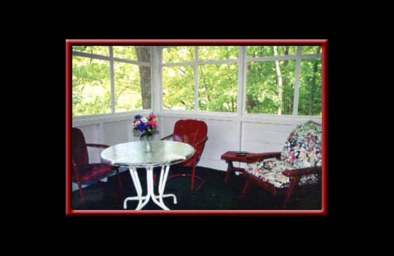 Cottage porch at English Brook Cottages.