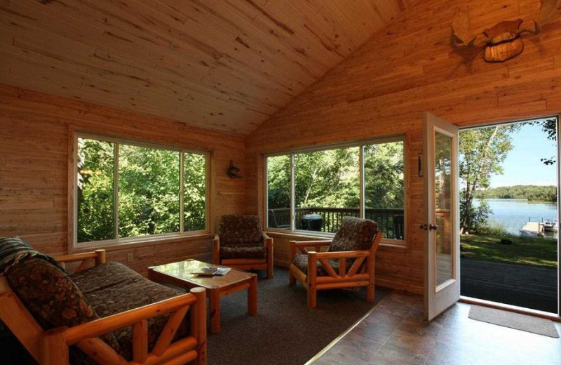 Cabin living room at Glenwood Lodge.