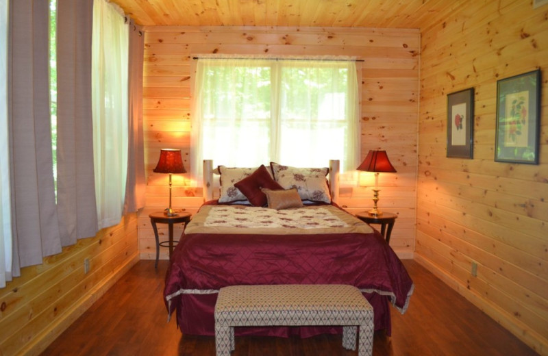 Cabin bedroom at Sautee Resorts.