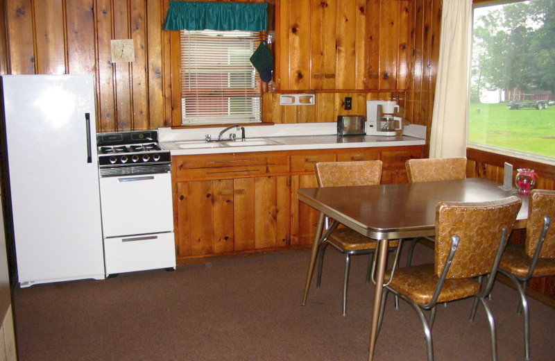 Cabin kitchen at The West Shore Resort.