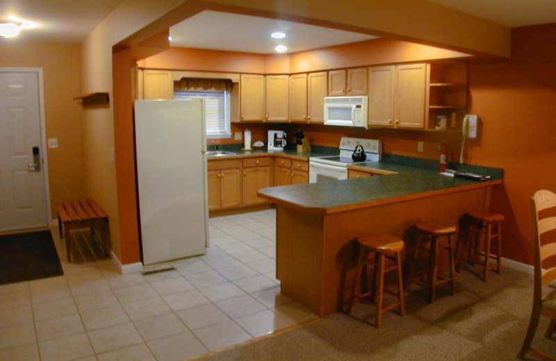 Rental kitchen at Lake Placid Accommodations.