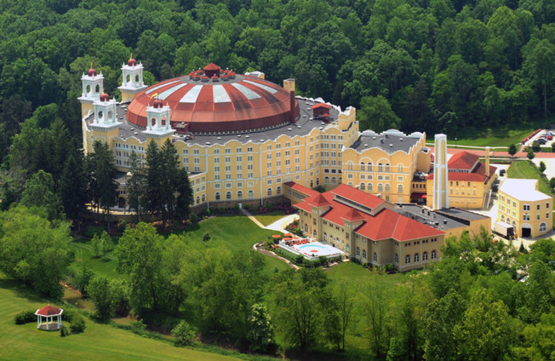 Aerial view of French Lick Resort.