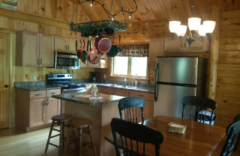 Cabin kitchen at Dreams End Log Cabins.