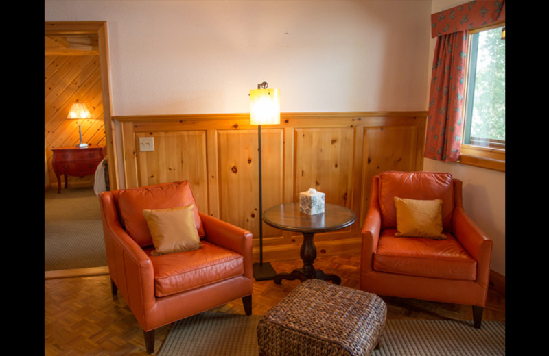 Cabin living room at Obabika Resort.