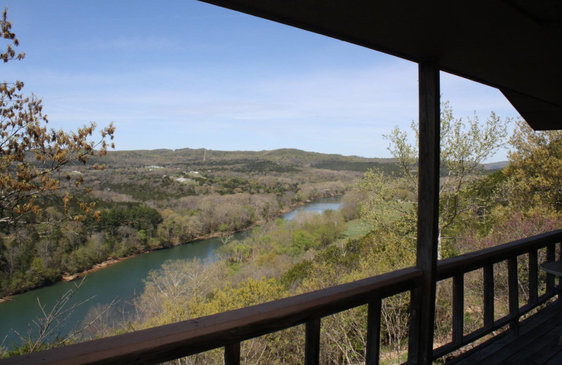 Deck view at Arkansas White River Cabins.