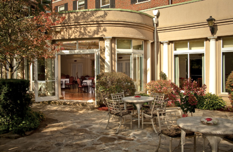 Patio view at Queen's Landing.