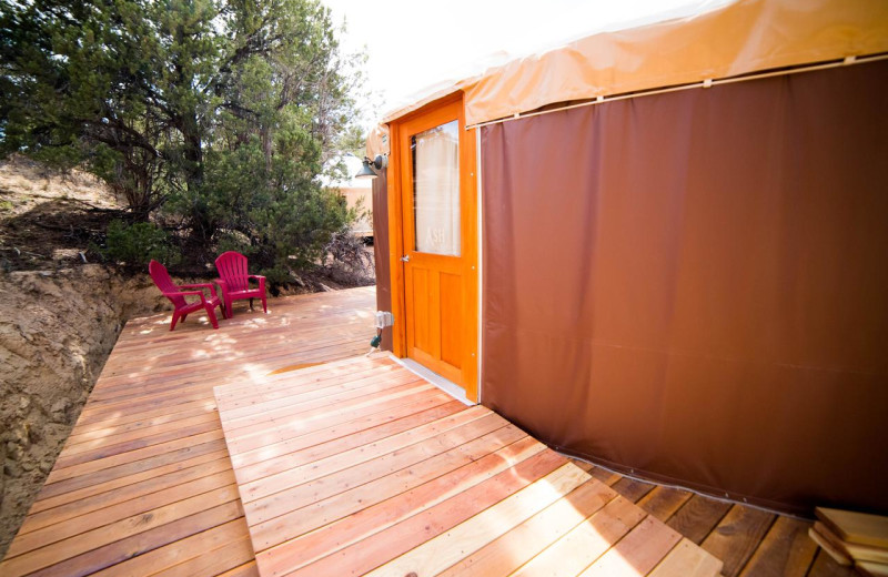 Exterior view of Escalante Yurts.