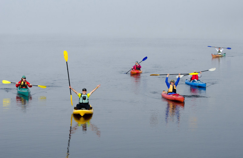 Free kayaks for Jackson's Lodge guests to get on the waters of international Lake Wallace in Canaan, Vermont's Northeast Kingdom.