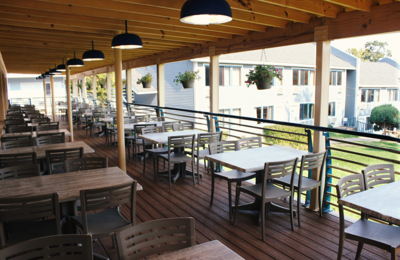 Patio at  Surfside on the Lake Hotel & Suites.