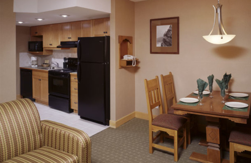 Suite interior at Banff Rocky Mountain Resort.