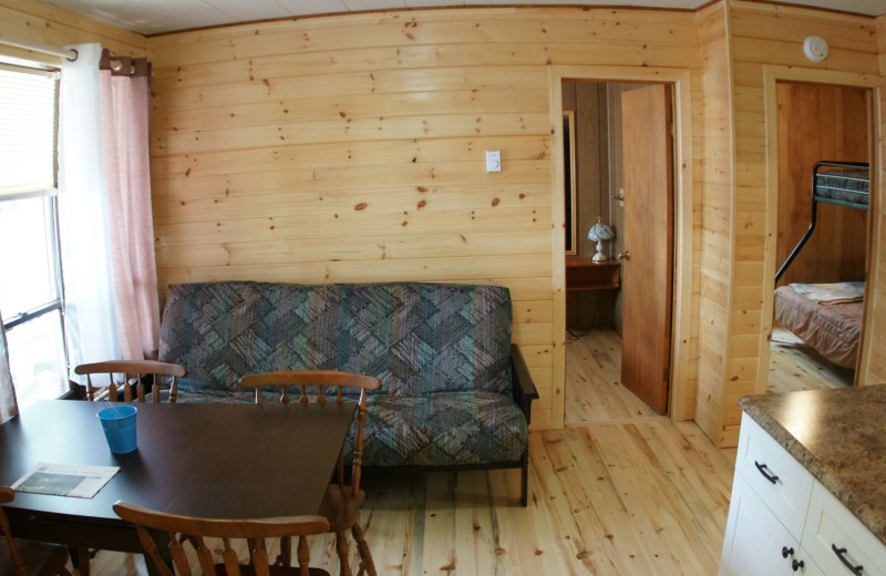 Cabin living room at Northern Lights Resort.