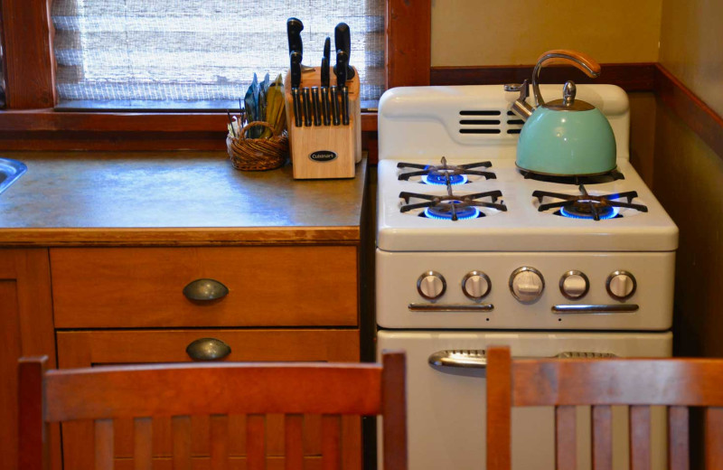 Cabin kitchen at Johnston Canyon Lodge & Bungalows.