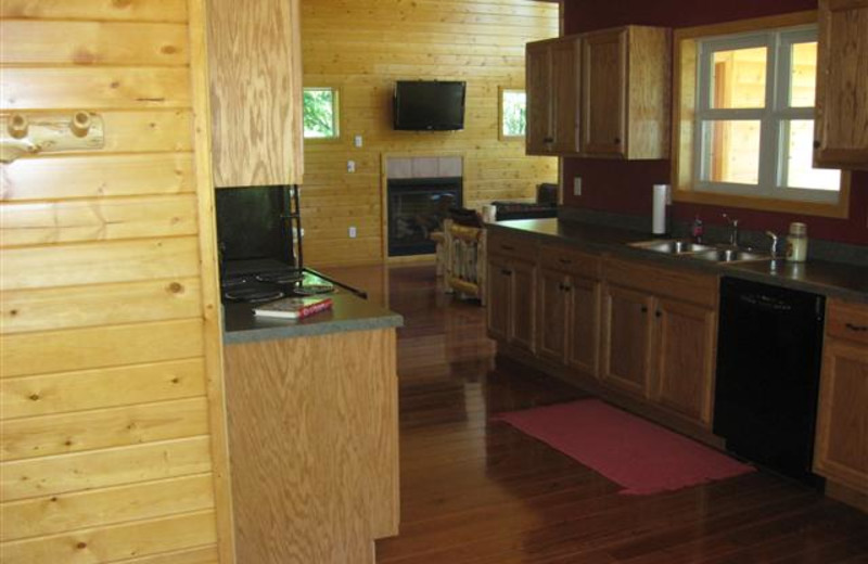 Rental kitchen at Red Cedar Lodge.