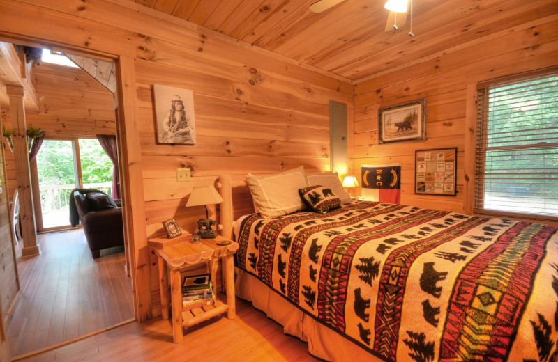 Rental bedroom at Smoky Mountain Cabins.