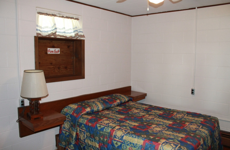 Cabin bedroom at South Turtle Lake Resort.