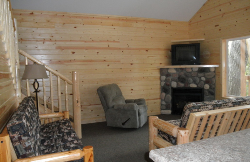 Cabin living room at Kokomo Resort.