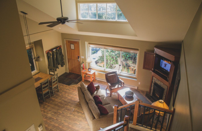 Cottage living room at Long Beach Lodge Resort.