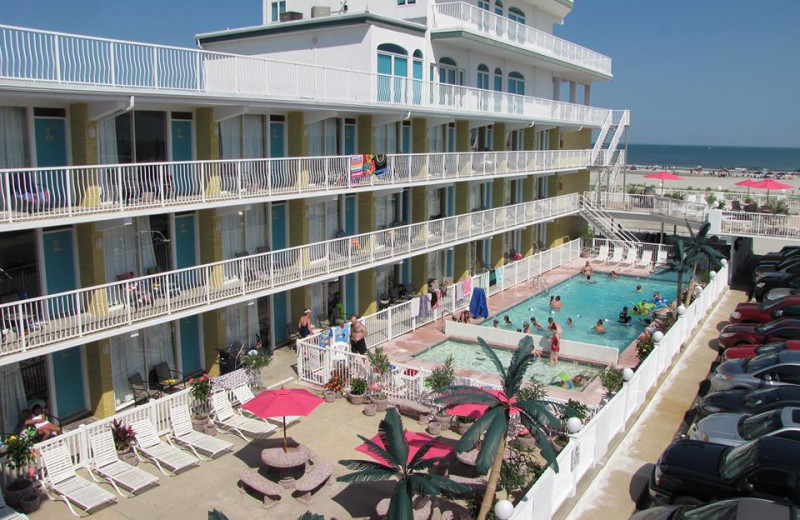 Exterior view with pool at Paradise Oceanfront Resort.