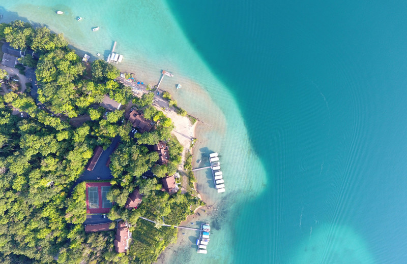 Aerial view of White Birch Lodge.