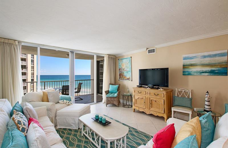 Rental living room at Shoreline Towers.