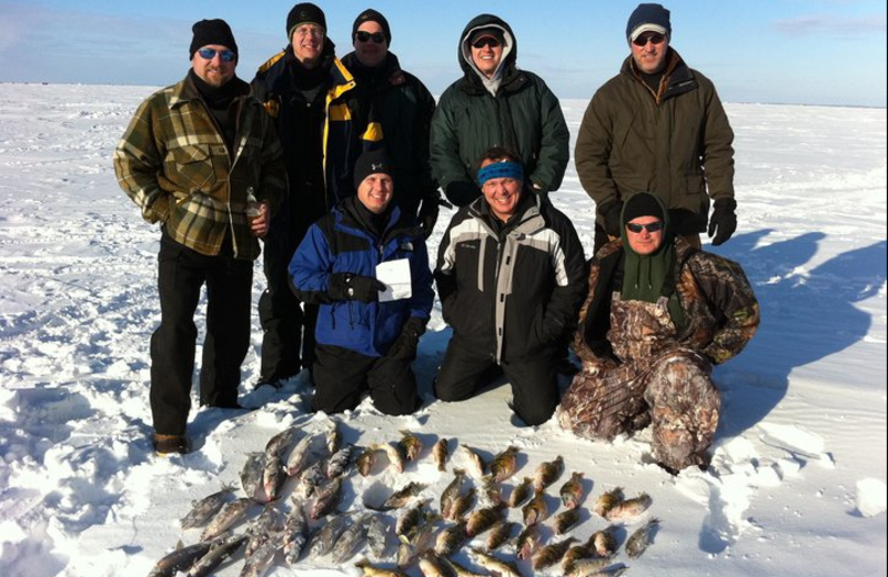 Ice fishing at McQuoid's Inn & Event Center.