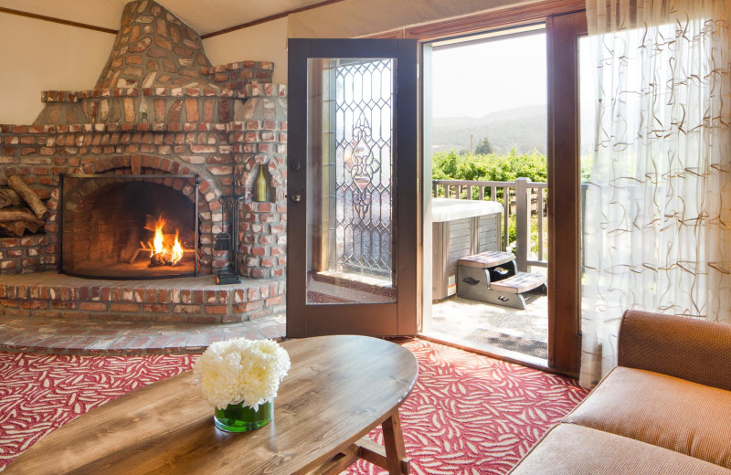Guest room with balcony at Harvest Inn by Charlie Palmer.