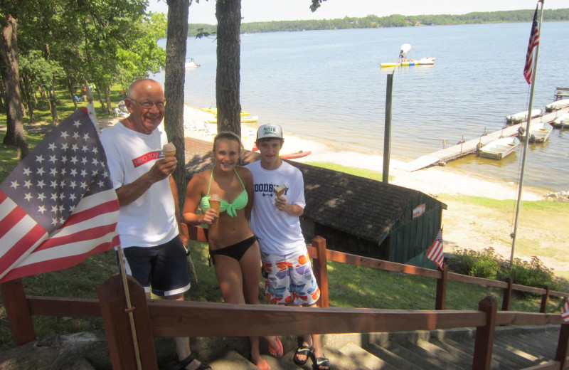 Eating ice cream at Finn'n Feather Resort.